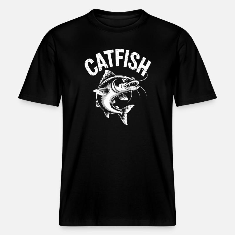 Conception de pêche d’aventure au poisson-chat - T-shirt unisexe RELAXED FIT en coton bio - noir