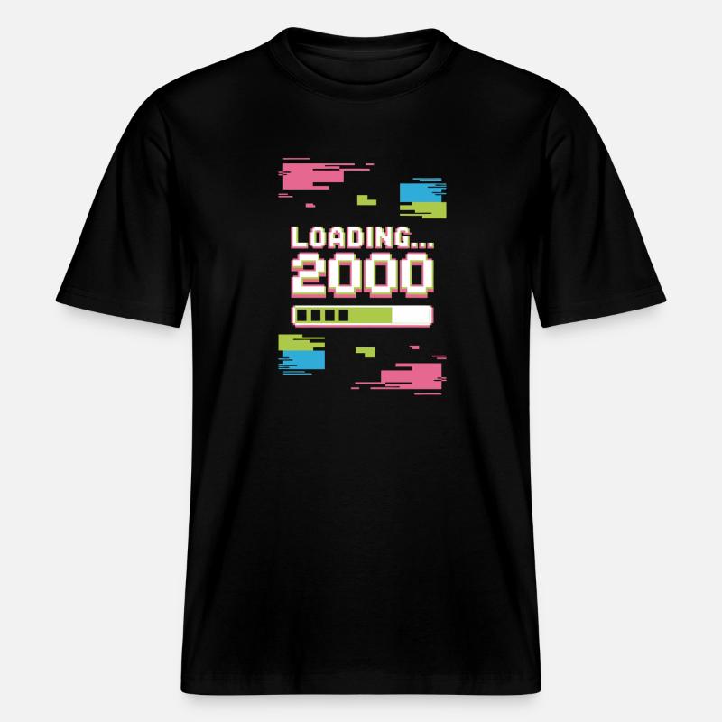 Retro Loading 2000 Pixel -  RELAXED FIT Unisex Organic T-Shirt - Schwarz