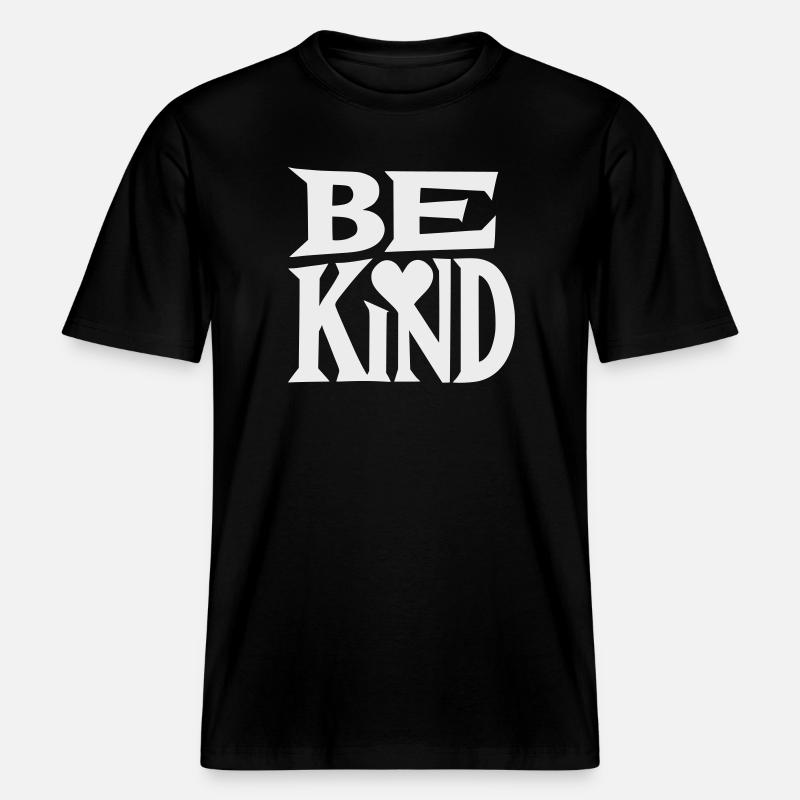 Slogan Be kind with heart - T-shirt unisexe RELAXED FIT en coton bio - noir