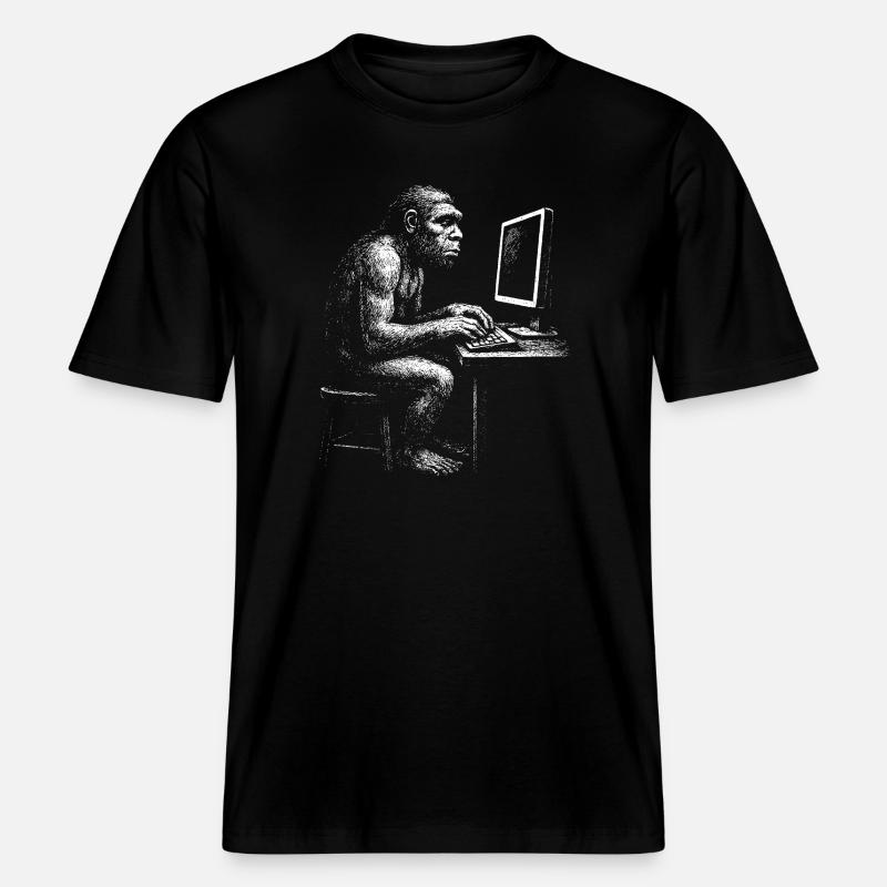 Digital Coder Homo Erectus Geschenk - RELAXED FIT Unisex Organic T-Shirt - Schwarz