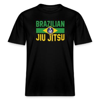 Martial Arts Funny Brazilian Jiu-Jitsu BJJ -  RELAXED FIT Unisex Organic T-Shirt - black - Front - Alina (178cm) & Michal (187cm)