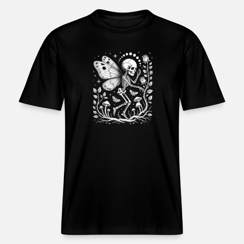 Gothic Skelett Fee mit Mondphasen -  RELAXED FIT Unisex Organic T-Shirt - Schwarz