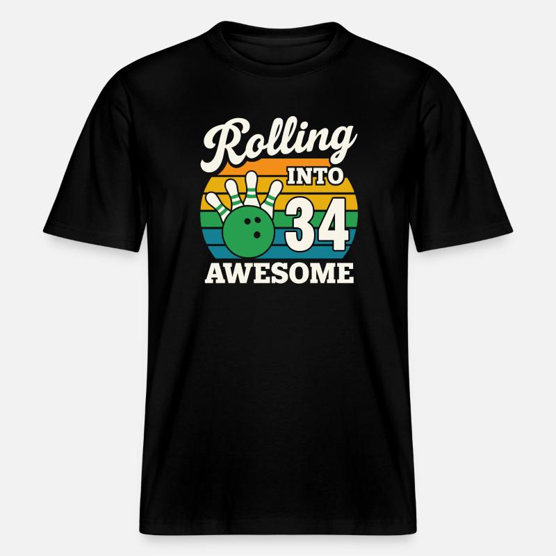 Bowling 34e anniversaire célébration graphique -  T-shirt unisexe RELAXED FIT en coton bio - noir