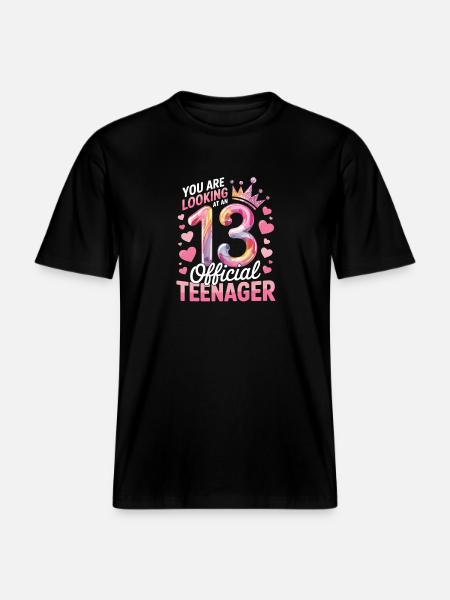 13th birthday teenager gift -  RELAXED FIT Unisex Organic T-Shirt - black
