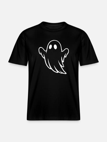 Whimsical Ghost Illustration for Halloween - RELAXED FIT Unisex Organic T-Shirt - black