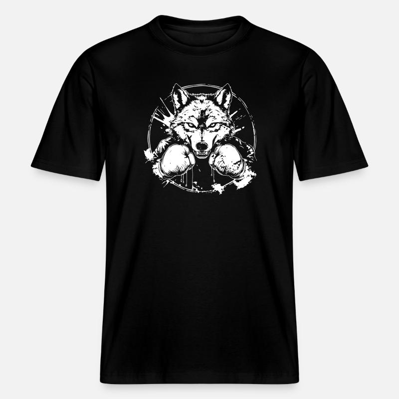 Wolf Boxer Boxe MMA -  T-shirt unisexe RELAXED FIT en coton bio - noir