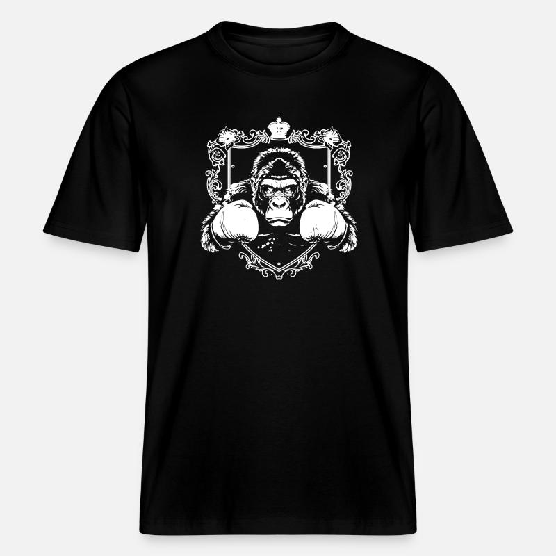 Starker Gorilla mit Kampfhandschuhen -  RELAXED FIT Unisex Organic T-Shirt - Schwarz