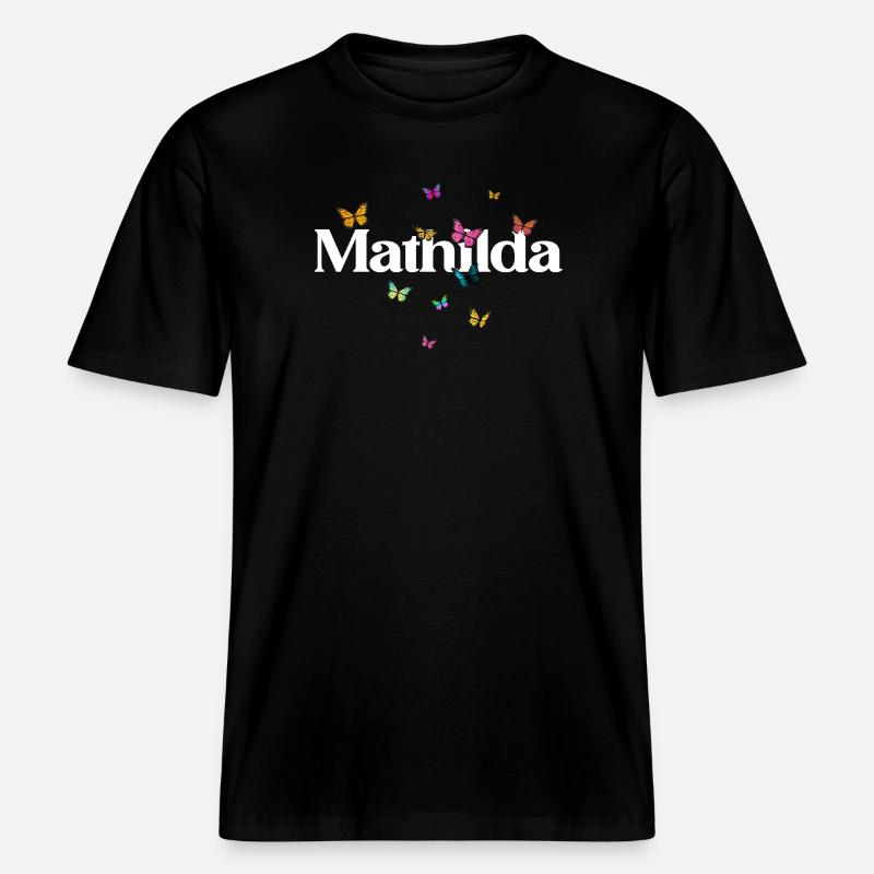 Schöner Mädchenname mit Schmetterlingen MATHILDA - RELAXED FIT Unisex Organic T-Shirt - Schwarz