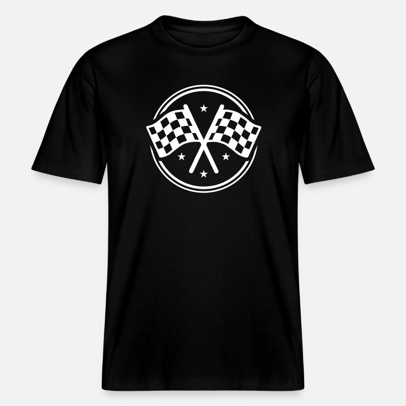 Drapeau de course à damier -  T-shirt unisexe RELAXED FIT en coton bio - noir