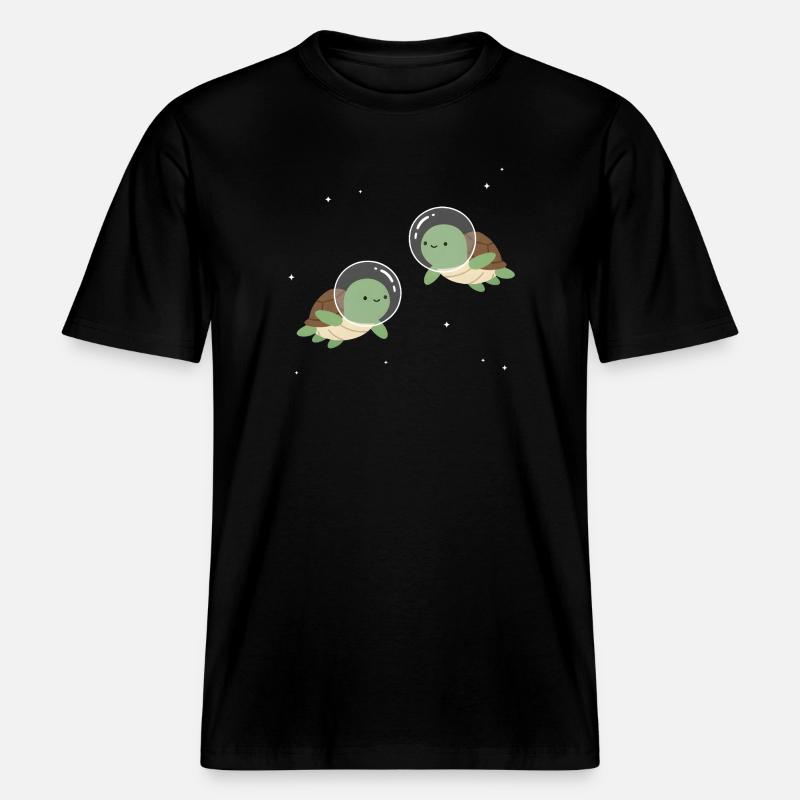 Tortues de l’espace mignonnes - T-shirt unisexe RELAXED FIT en coton bio - noir