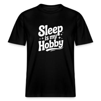 Schlaf ist mein Hobby -  RELAXED FIT Unisex Organic T-Shirt - Schwarz - Vorne - Alina (178cm) & Michal (187cm)