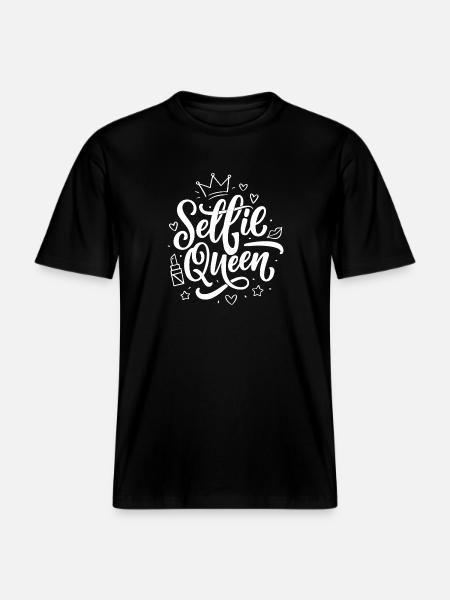Selfie Queen Photo Influenceuse - T-shirt unisexe RELAXED FIT en coton bio - noir