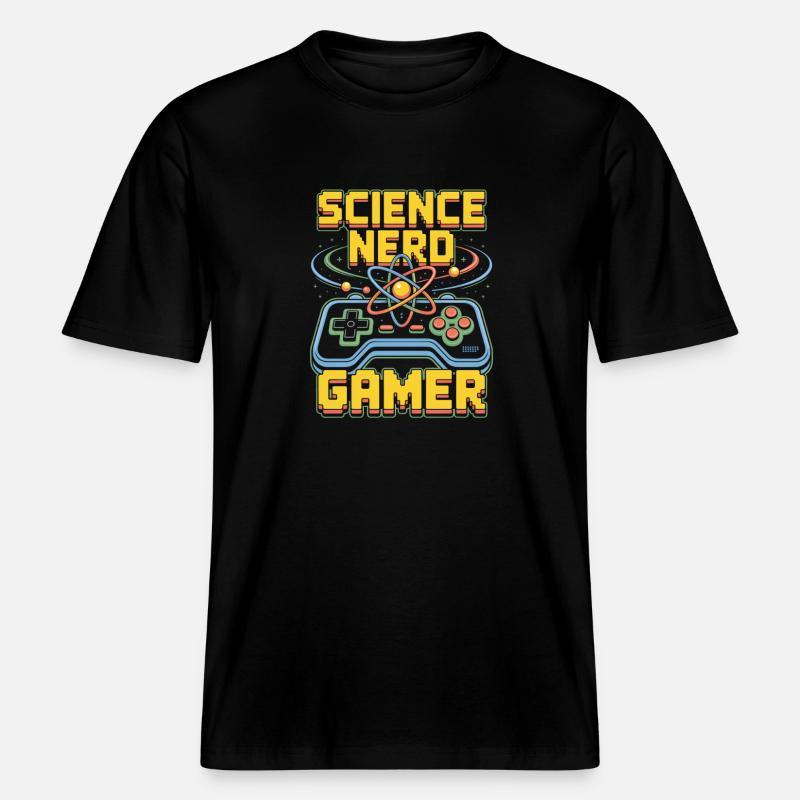 Science Nerd Gamer Atom Controller Wissenschaft -  T-shirt unisexe RELAXED FIT en coton bio - noir
