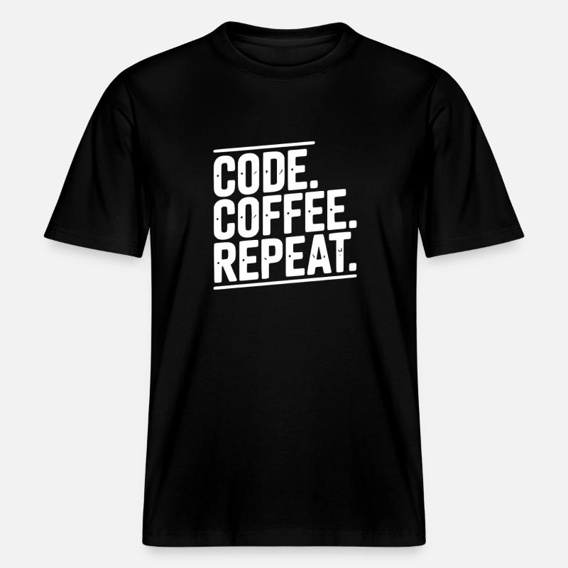 Code Coffee Repeat -  T-shirt unisexe RELAXED FIT en coton bio - noir