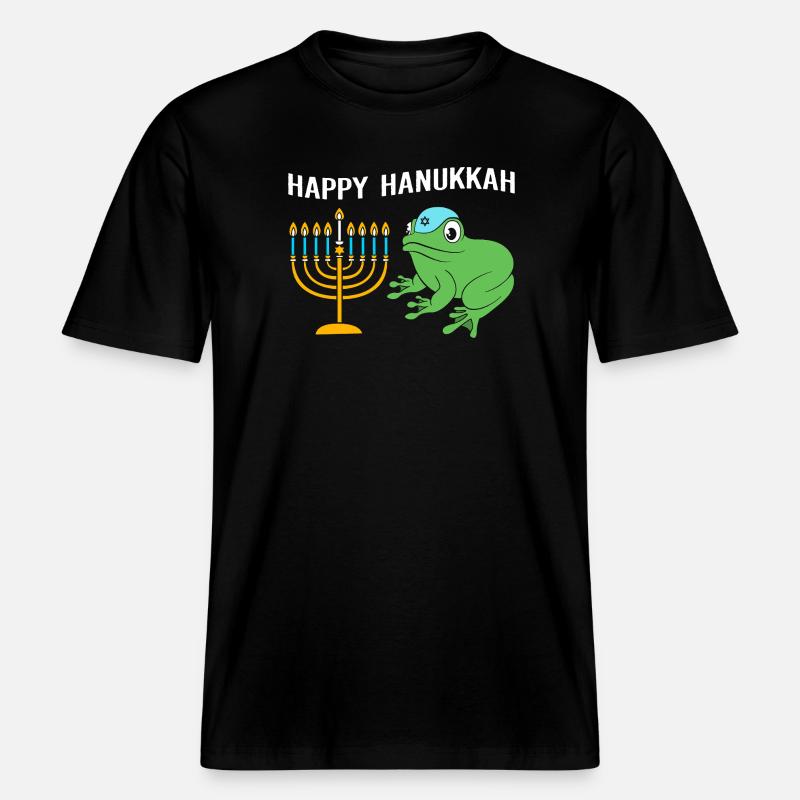 Hanoukka Hanoukka Hanoukka Grenouille -  T-shirt unisexe RELAXED FIT en coton bio - noir