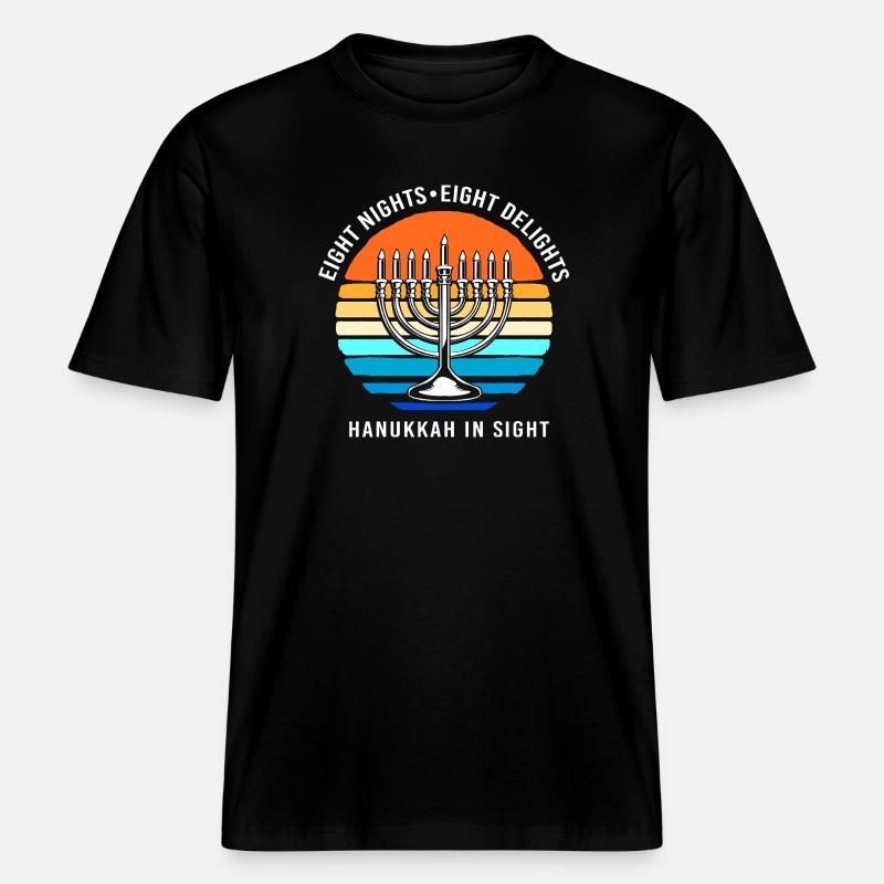 Hanoukka Hanoukka Hanoukka -  T-shirt unisexe RELAXED FIT en coton bio - noir