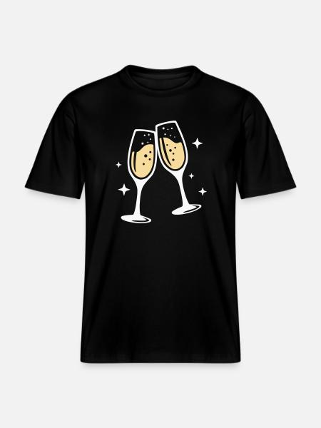 Sektglas Prosecco Sekt Alkohol Prost - RELAXED FIT Unisex Organic T-Shirt - black