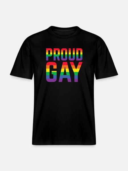 Proud Gay Rainbow Lettering - RELAXED FIT Unisex Organic T-Shirt - black