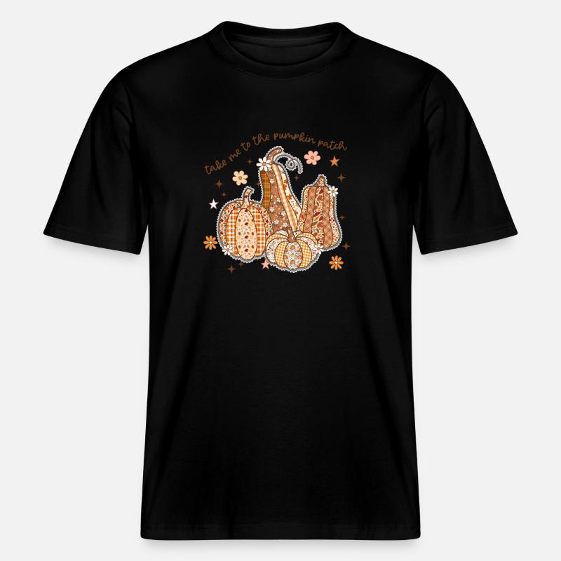 Patchwork Pumpkin Patch -  RELAXED FIT Unisex Organic T-Shirt - black