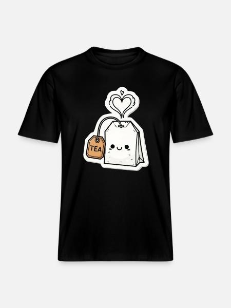 Kawaii Teebeutel mit Herzdampf -  RELAXED FIT Unisex Organic T-Shirt - Schwarz