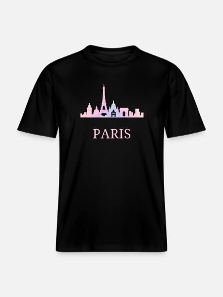 Pastel Paris skyline silhouette vibes - RELAXED FIT Unisex Organic T-Shirt - black