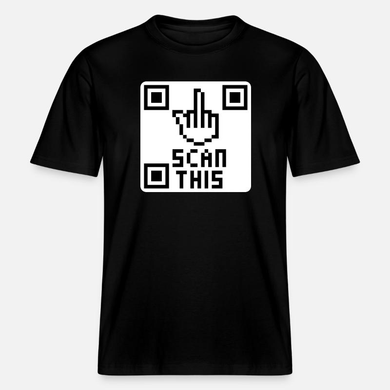 QRcode Mittelfinger - RELAXED FIT Unisex Organic T-Shirt - Schwarz