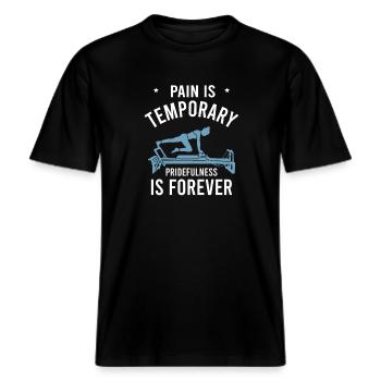 Pilates Yoga Fitness Sport Sprüche -  RELAXED FIT Unisex Organic T-Shirt - Schwarz - Vorne - Alina (178cm) & Michal (187cm)