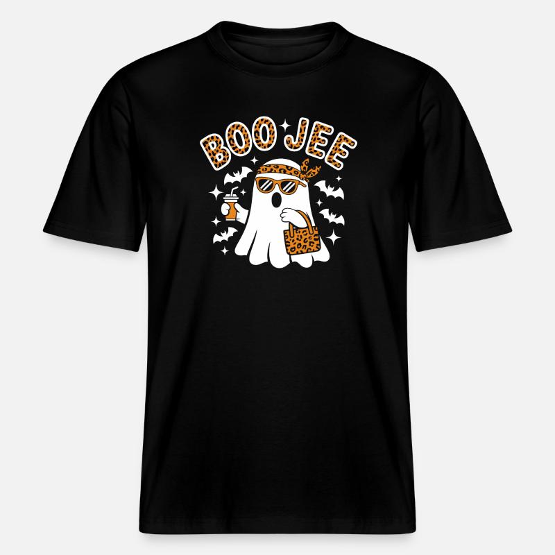 Leopard Geist Halloween Chic -  RELAXED FIT Unisex Organic T-Shirt - Schwarz
