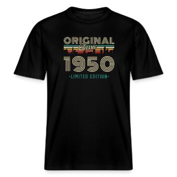 1950er Jahre Vintage Retro Geburtstagsgeschenk -  RELAXED FIT Unisex Organic T-Shirt - Schwarz - Vorne - Alina (178cm) & Michal (187cm)