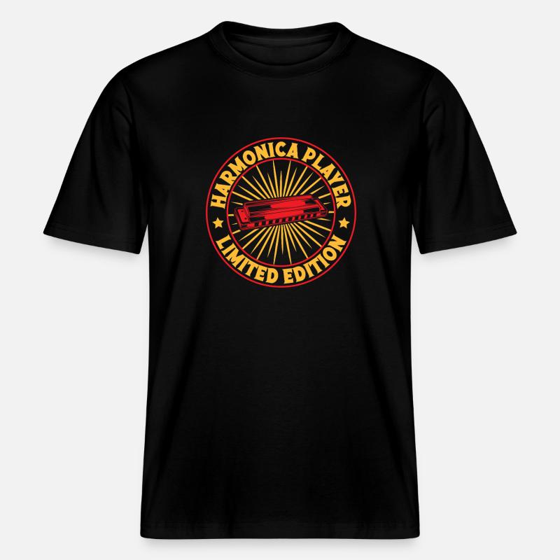 Funny Harmonica Player LImited Edition Harmonica -  RELAXED FIT Unisex Organic T-Shirt - Schwarz