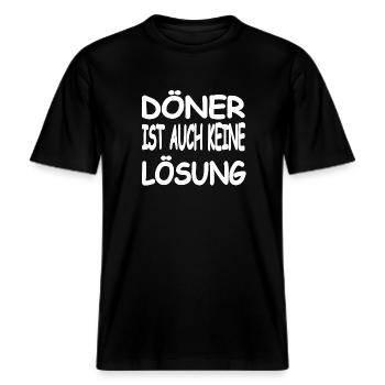 Döner -  RELAXED FIT Unisex Organic T-Shirt - Schwarz - Vorne - Alina (178cm) & Michal (187cm)