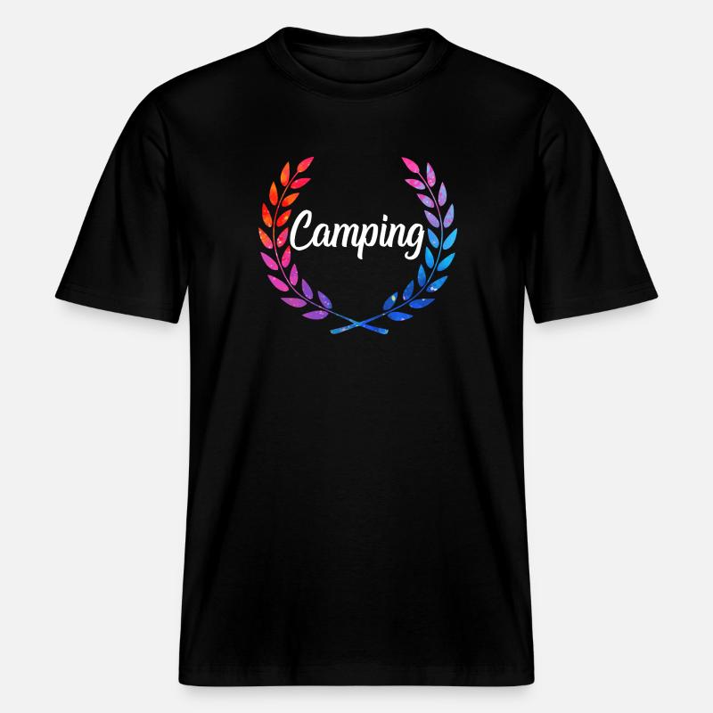 Camping Farblaurel Script -  RELAXED FIT Unisex Organic T-Shirt - Schwarz