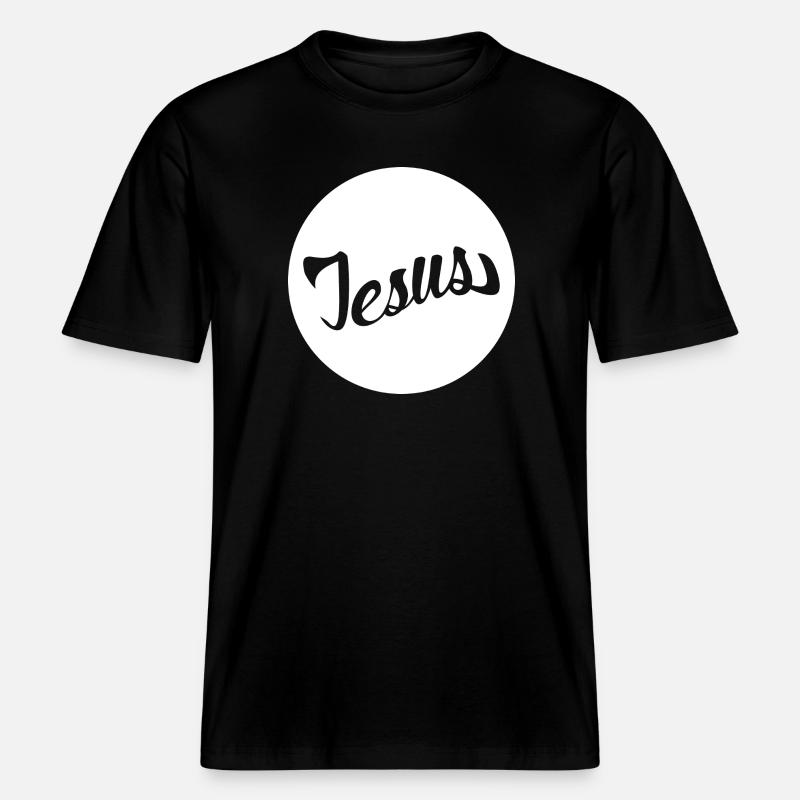 Jesus Scripture in a Circle -  RELAXED FIT Unisex Organic T-Shirt - black