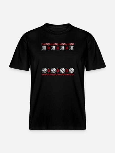 Ugly Sweater Christmas Pattern Snowflakes Cool - RELAXED FIT Unisex Organic T-Shirt - black
