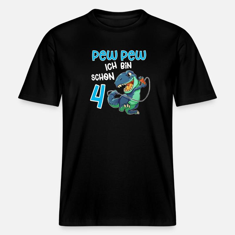 4e anniversaire T Rex Gaming -  T-shirt unisexe RELAXED FIT en coton bio - noir