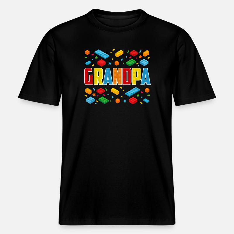 Grand-père brique constructeur de blocs créatifs - T-shirt unisexe RELAXED FIT en coton bio - noir