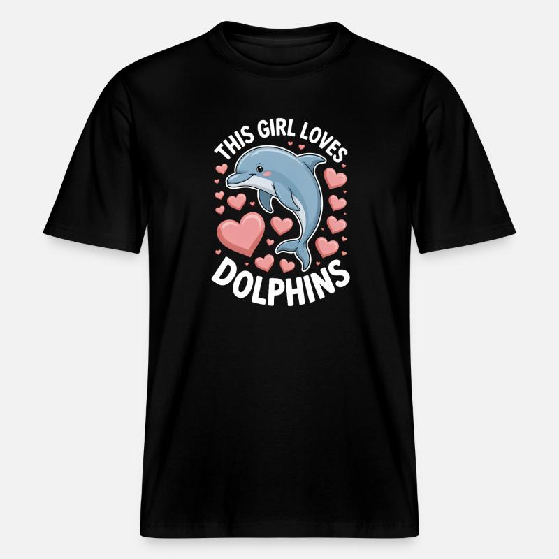 Delfin Spruch Mädchen Lustiges Delfin Geschenk - RELAXED FIT Unisex Organic T-Shirt - Schwarz