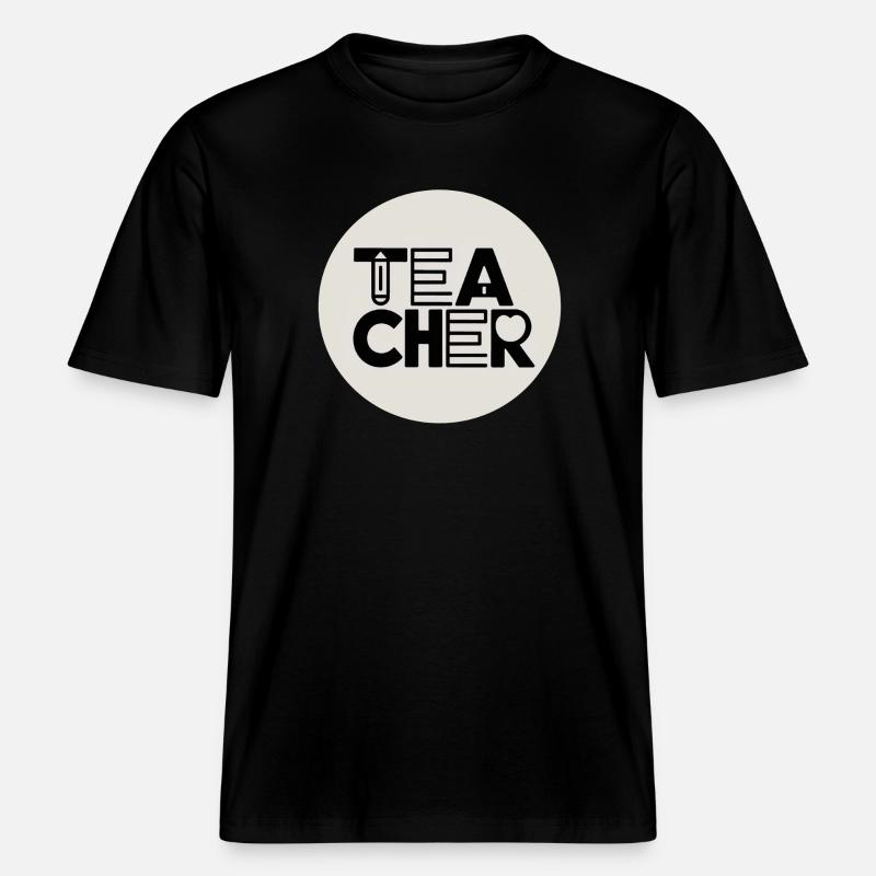 Lehrerdesign mit Bleistift-Typografie -  RELAXED FIT Unisex Organic T-Shirt - Schwarz