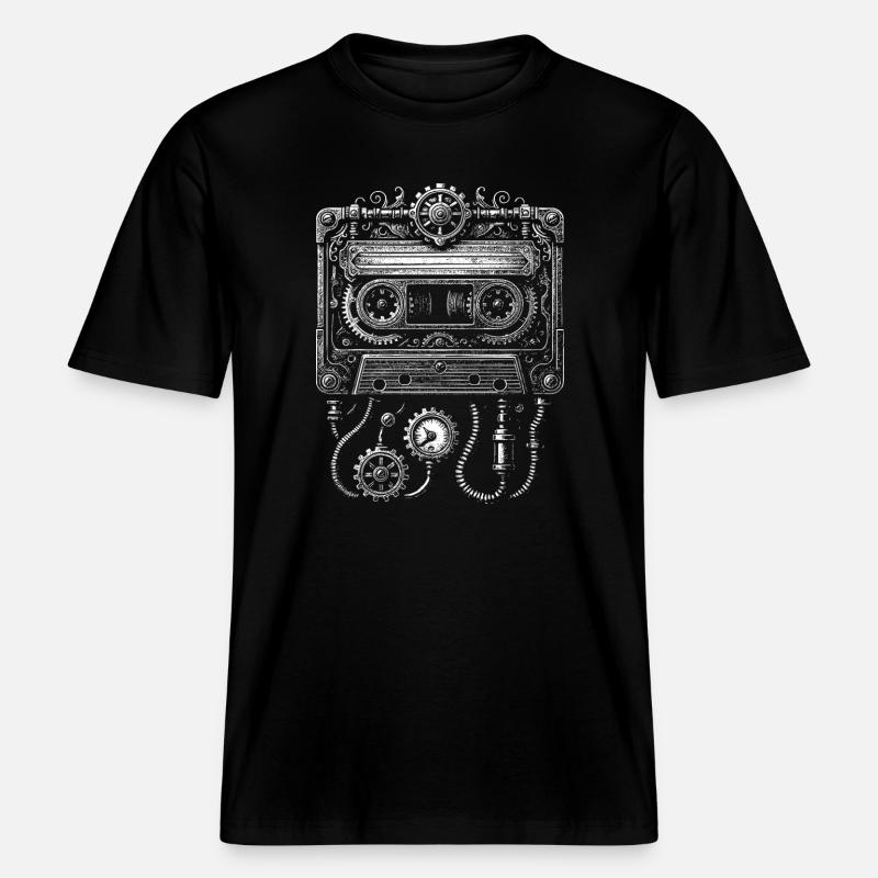 Steampunk Cassette Clockwork -  RELAXED FIT Unisex Organic T-Shirt - black