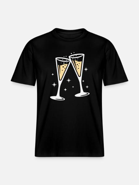 Sektglas Prosecco Sekt Alkohol Prost -  RELAXED FIT Unisex Organic T-Shirt - black