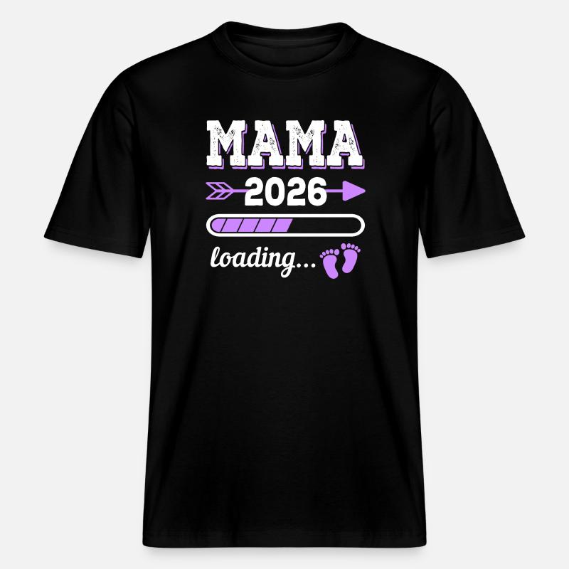 Mama 2026 Loading Schwangerschaft Geschenkidee -  RELAXED FIT Unisex Organic T-Shirt - Schwarz