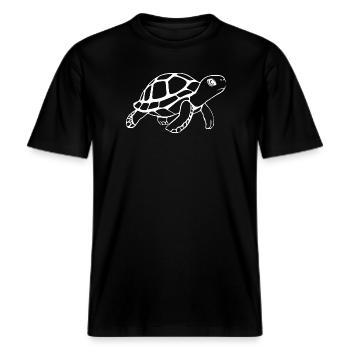 Schildkröten Schildkröten -  RELAXED FIT Unisex Organic T-Shirt - Schwarz - Vorne - Alina (178cm) & Michal (187cm)