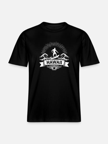Hawaii Surfer Surfer on Pacific Wave - RELAXED FIT Unisex Organic T-Shirt - black