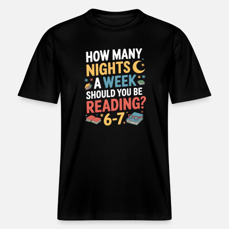 Motivation lecture 6-7 nuits fleurs rétro -  T-shirt unisexe RELAXED FIT en coton bio - noir