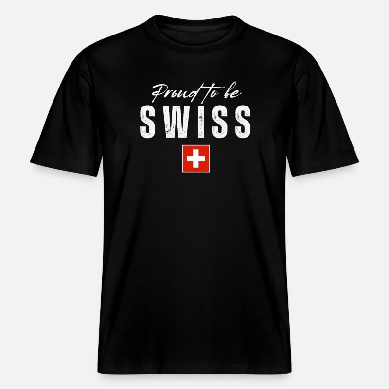 Schweizer Pride, Schweizer Flagge - RELAXED FIT Unisex Organic T-Shirt - Schwarz