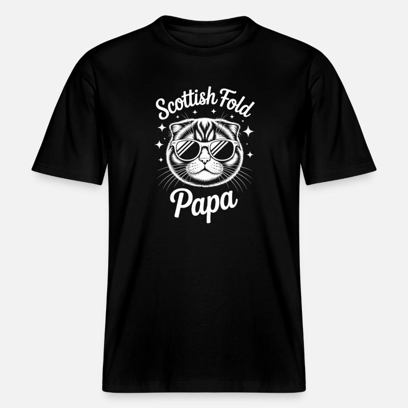 Cadeau Fold écossais Chats pliants écossais - T-shirt unisexe RELAXED FIT en coton bio - noir