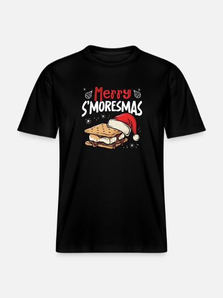 Merry S'moresmas Funny Holiday Campfire - RELAXED FIT Unisex Organic T-Shirt - black
