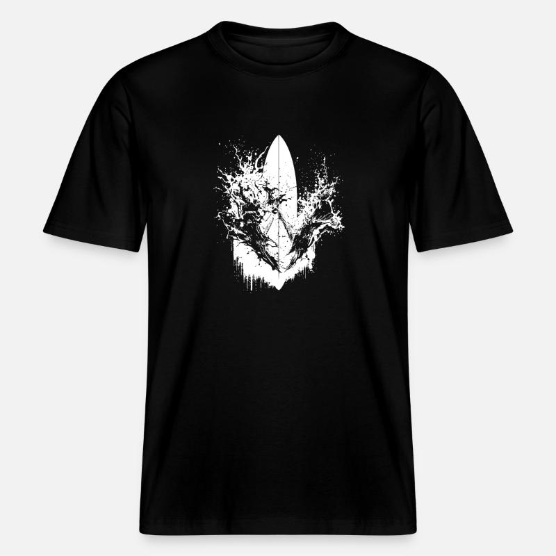 Surf dynamique Illustration Surf Surf -  T-shirt unisexe RELAXED FIT en coton bio - noir