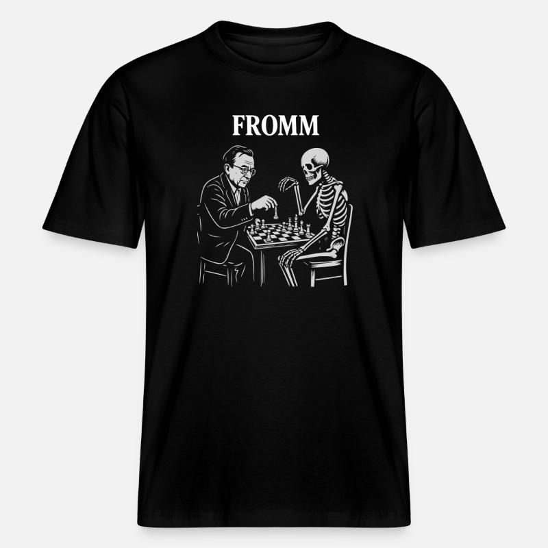 Noir-Schach: Erich Fromm-Psychoanalyse vs. Skelett -  RELAXED FIT Unisex Organic T-Shirt - Schwarz