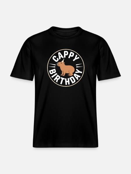 Capybara Birthday Cappy Birthday Funny Capy -  RELAXED FIT Unisex Organic T-Shirt - black